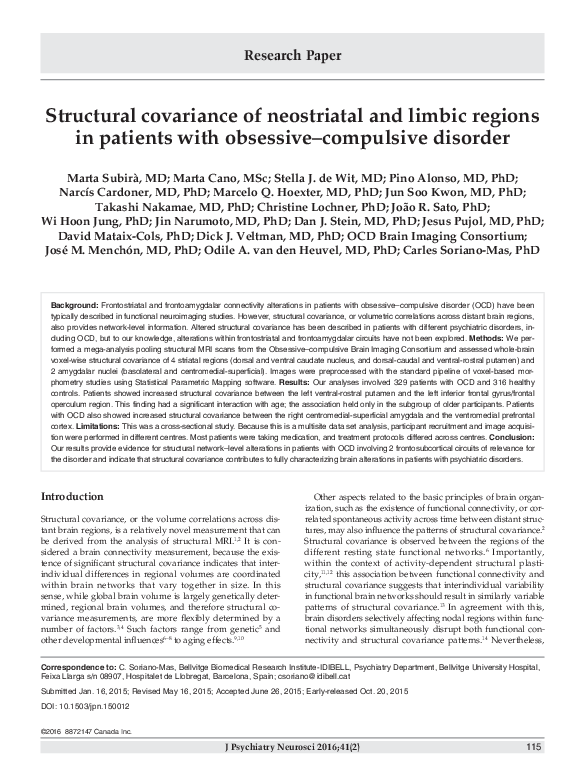 (PDF) Structural covariance of neostriatal and limbic regions in ...