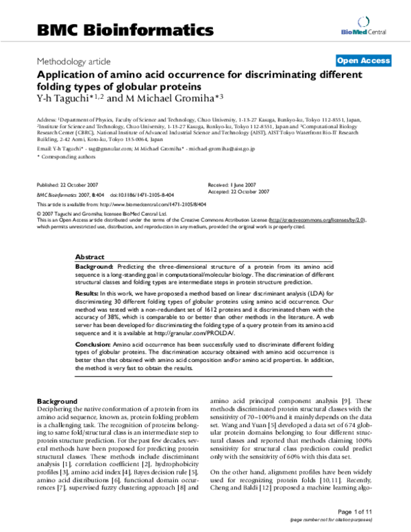 (PDF) Application of amino acid occurrence for discriminating different ...