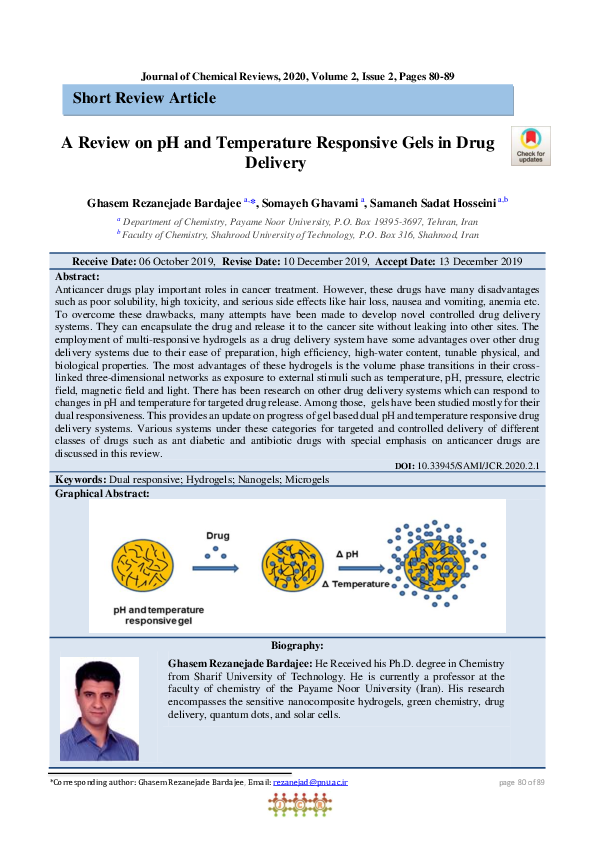 (PDF) A Review on pH and Temperature Responsive Gels in Drug Delivery