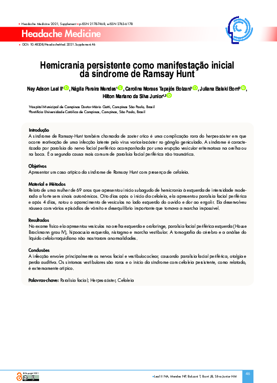 (PDF) Hemicrania persistente como manifestação inicial da síndrome de ...