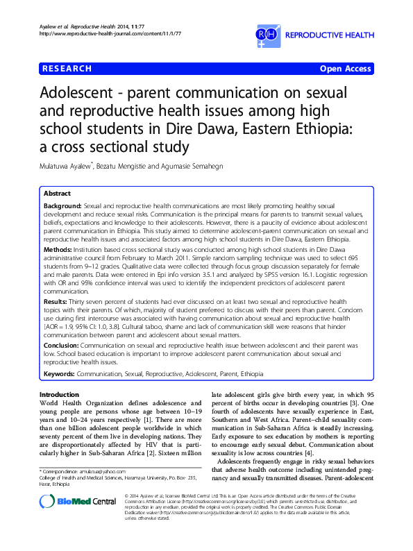 (PDF) Adolescent-parent communication on sexual and reproductive health ...
