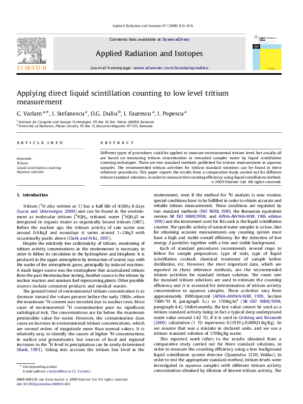 (PDF) Applying direct liquid scintillation counting to low level