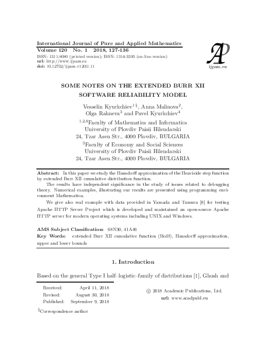 (PDF) Some Notes on the Extended Burr XII Software Reliability Model