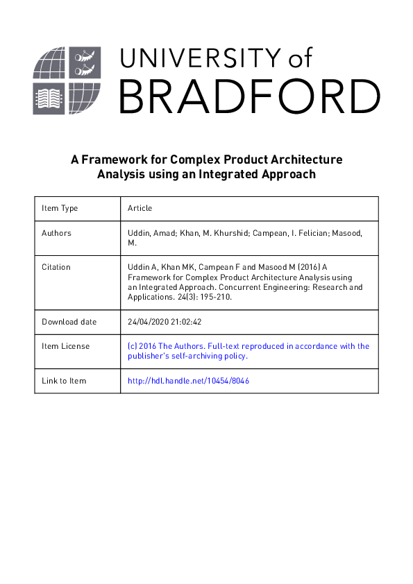 (PDF) A framework for complex product architecture analysis using an ...