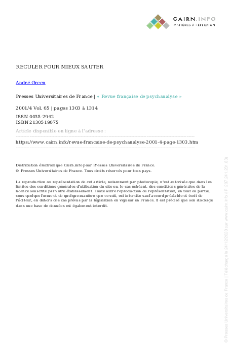 (PDF) Reculer pour mieux sauter | Sara Janssens - Academia.edu
