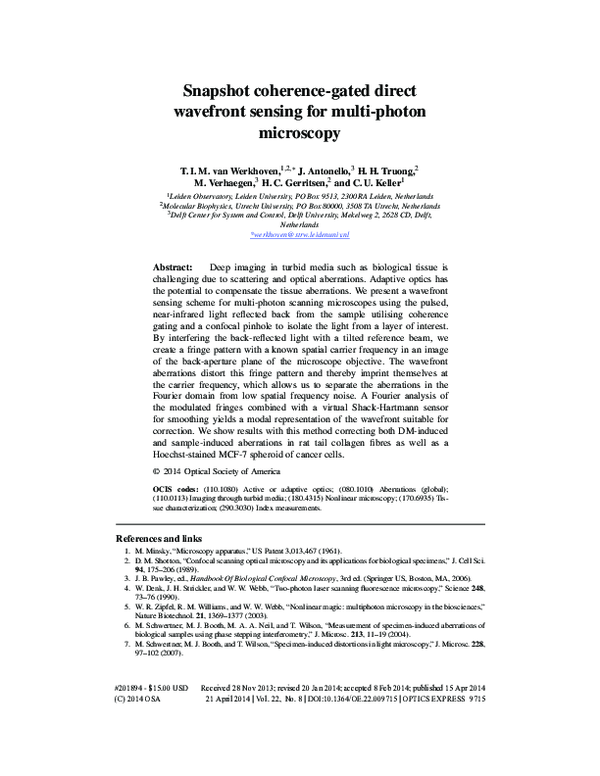 (PDF) Snapshot coherence-gated direct wavefront sensing for multi ...
