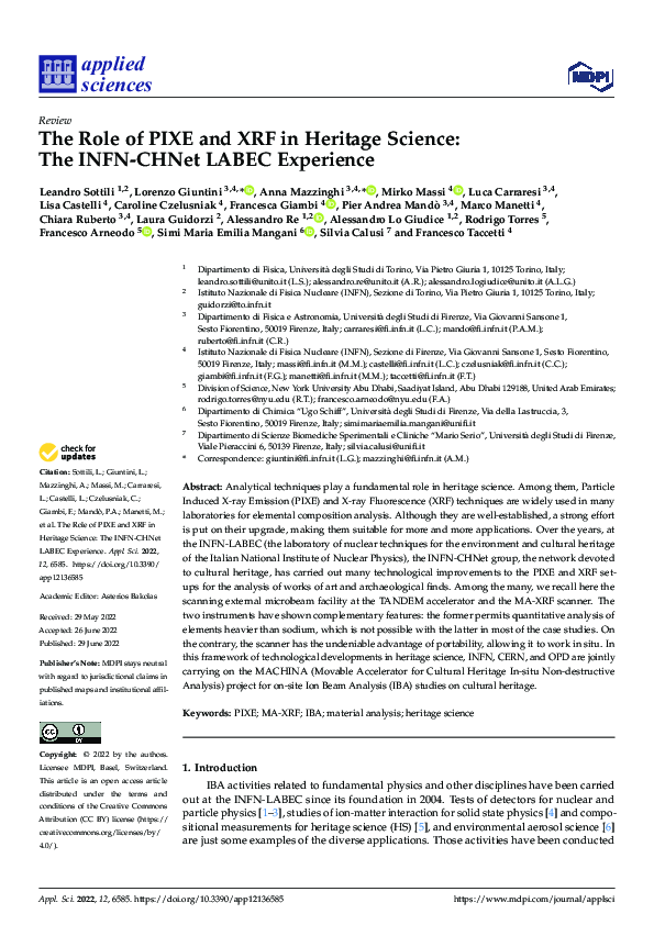 (PDF) The Role of PIXE and XRF in Heritage Science: The INFN-CHNet ...