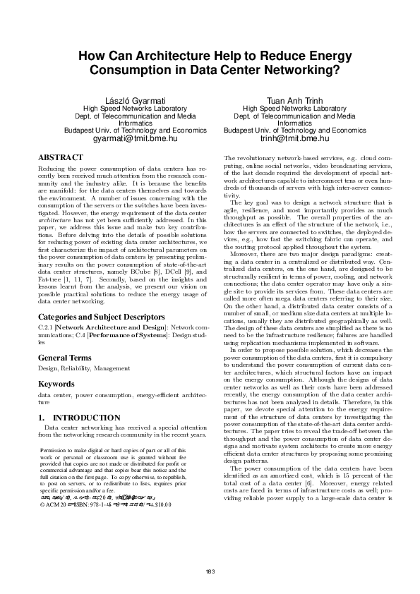 (PDF) How can architecture help to reduce energy consumption in data ...