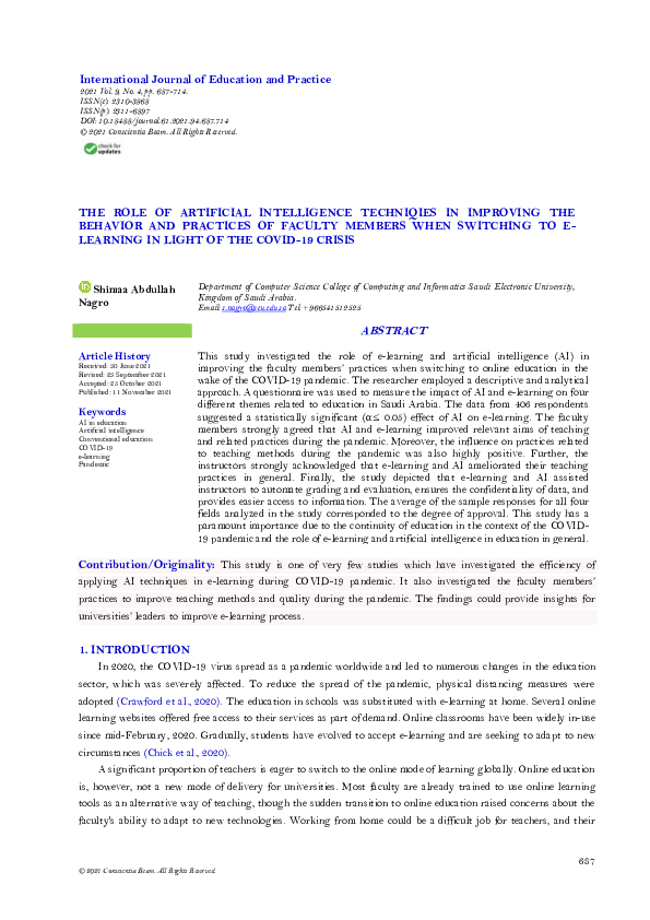 (PDF) The Role of Artificial Intelligence Techniqies in Improving the ...