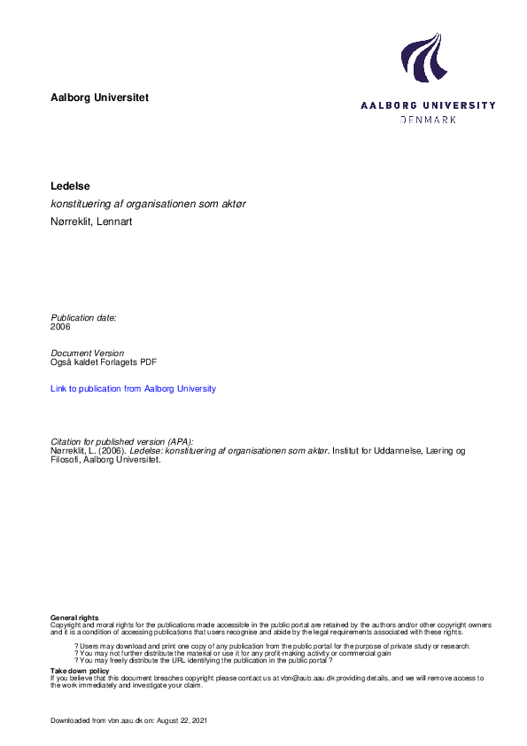 (PDF) Leadership:constituting the organization as an actor