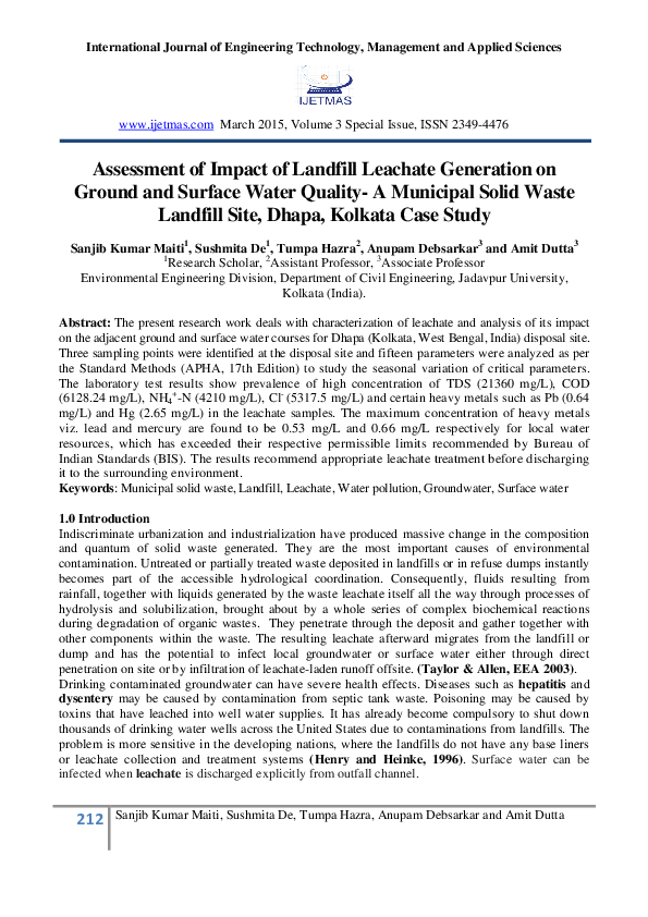 (PDF) 212 Sanjib Assessment of Impact of Landfill Leachate Generation ...