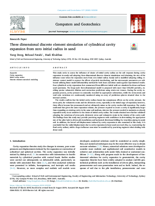 (PDF) Three‐dimensional discrete element simulation for granular materials