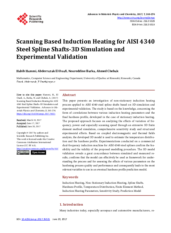 (PDF) Scanning Based Induction Heating for AISI 4340 Steel Spline ...
