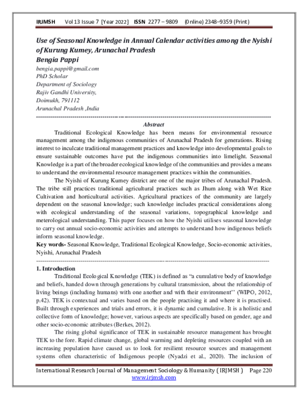 PDF) Co-developing Indigenous seasonal calendars to support 'healthy  Country, healthy people' outcomes | Emma Woodward - Academia.edu