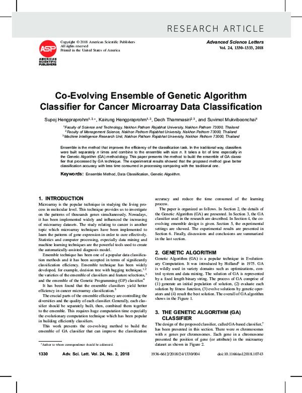 (PDF) Co-Evolving Ensemble of Genetic Algorithm Classifier for Cancer ...