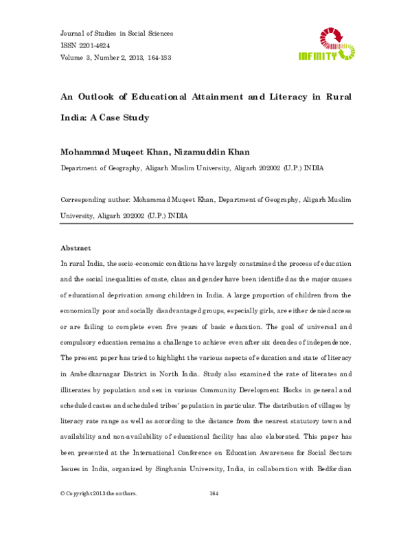 (PDF) An Outlook of Educational Attainment and Literacy in Rural India ...