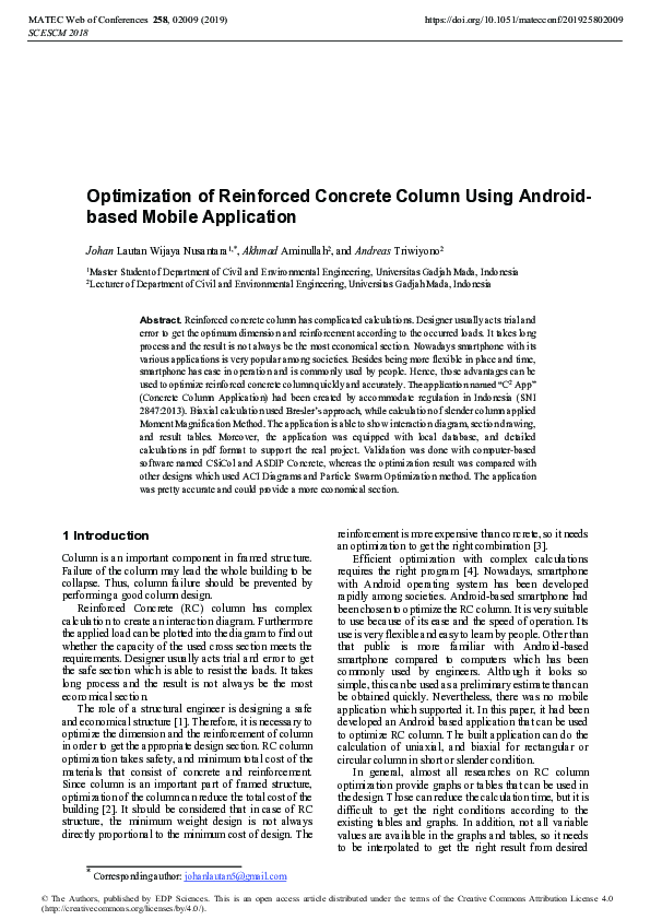 (PDF) Optimization of Reinforced Concrete Column Using Android- based ...
