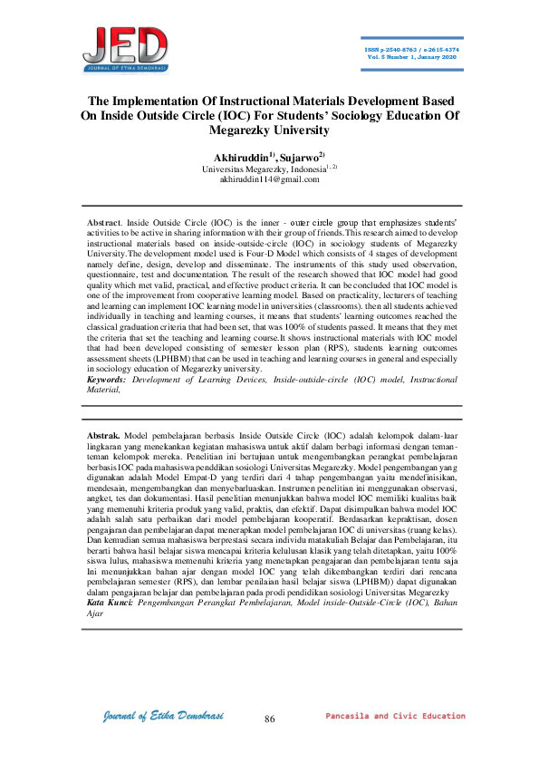 (PDF) The Implementation Of Instructional Materials Development Based ...