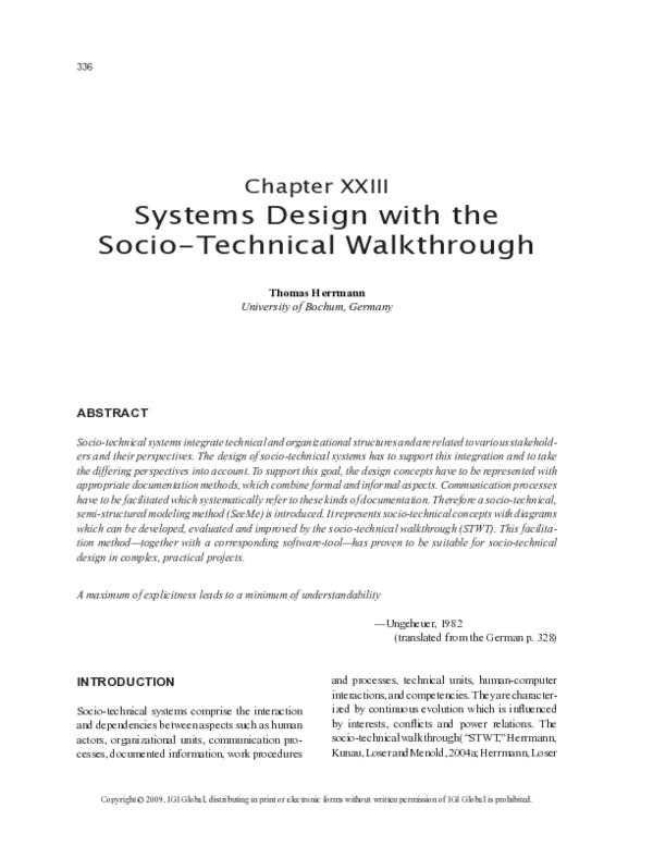 (PDF) Systems Design with the Socio-Technical Walkthrough