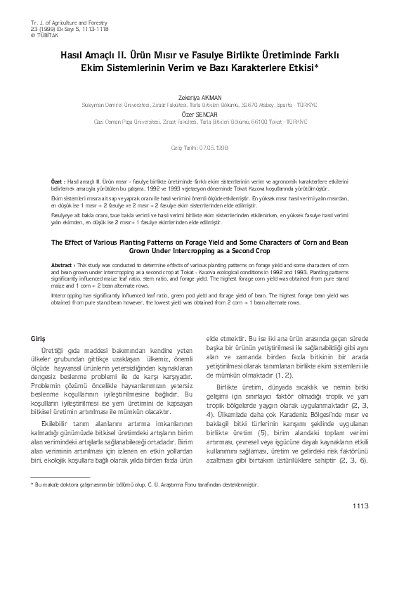 (PDF) The Effect of Various Planting Patterns on Forage Yield and Some ...