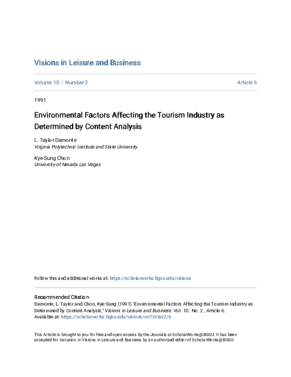 (PDF) Environmental factors affecting the tourism industry as ...