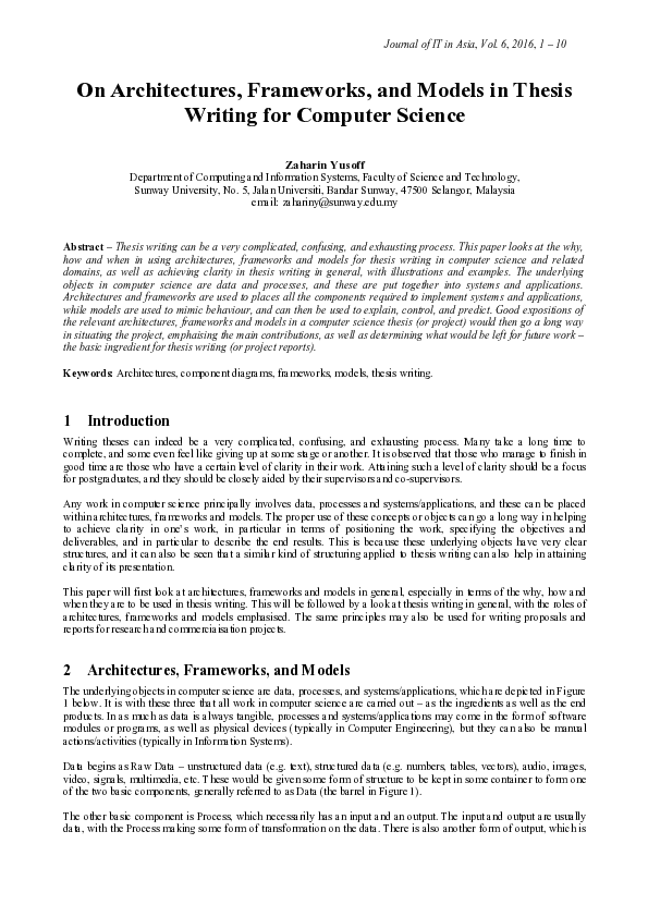 (PDF) On Architectures, Frameworks, and Models in Thesis Writing for ...