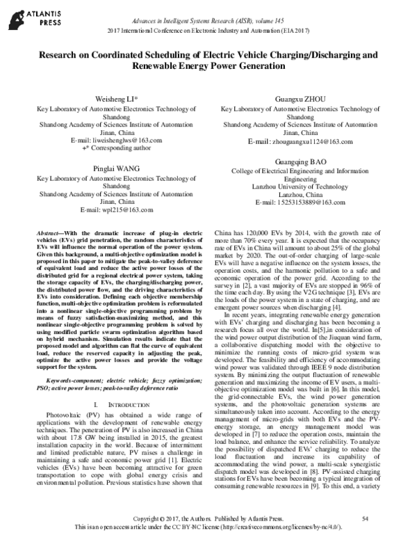 (PDF) Research on Coordinated Scheduling of Electric Vehicle Charging ...