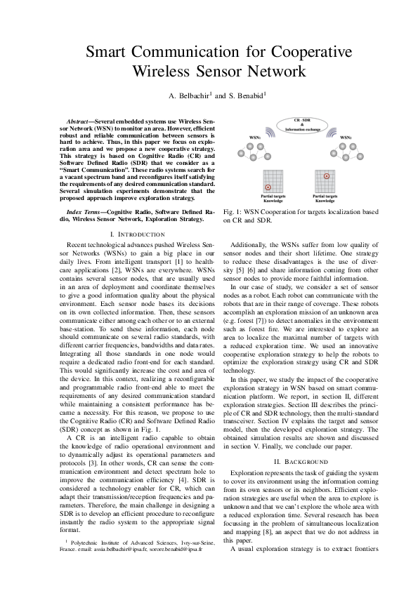 (PDF) Smart Communication for cooperative Wireless Sensor Network