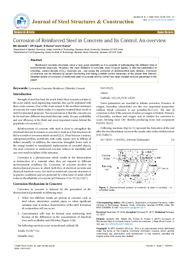(PDF) Corrosion of Reinforced Steel in Concrete and Its Control: An ...