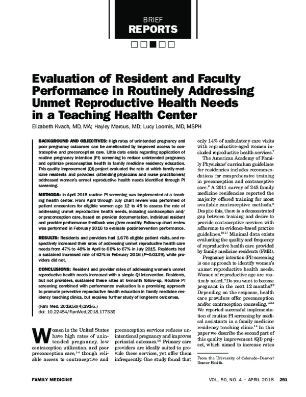 (PDF) Evaluation of Resident and Faculty Performance in Routinely ...