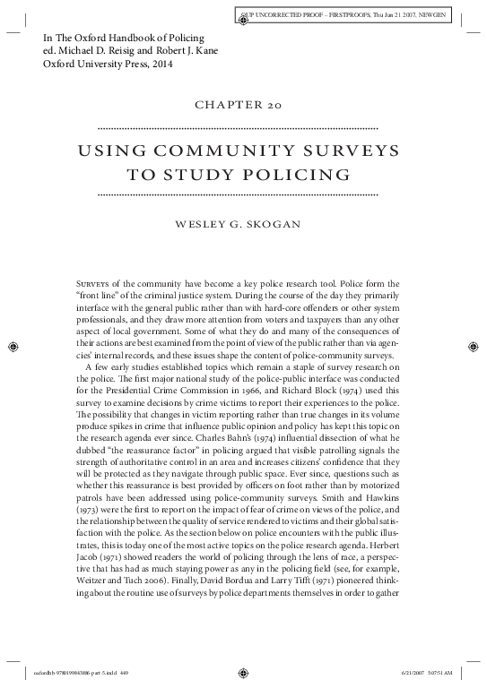 (PDF) Using Community Surveys to Study Policing
