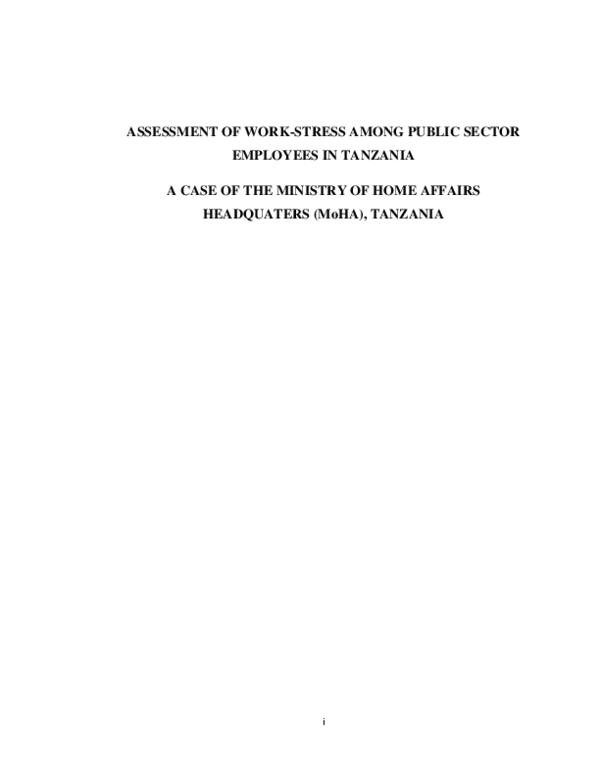 (PDF) Assessment of WorkStress Among Public Sector Employees in