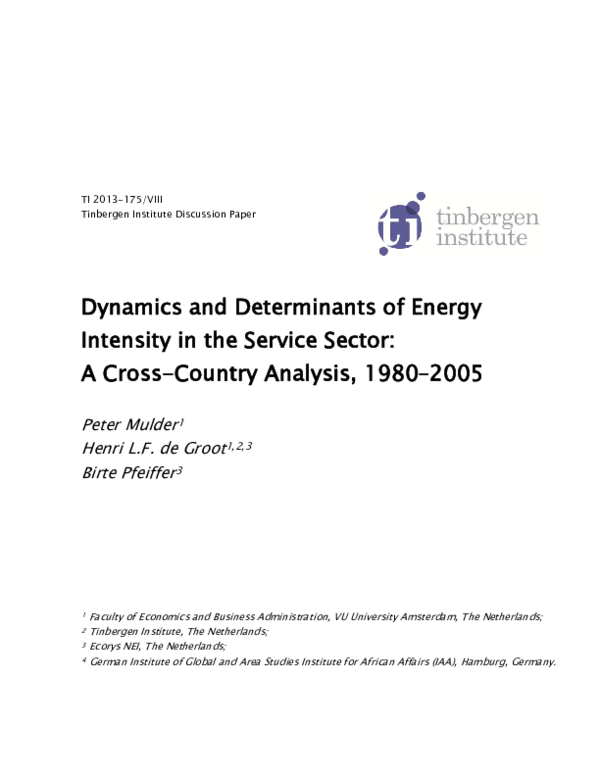 (PDF) Dynamics and determinants of energy intensity in the service ...