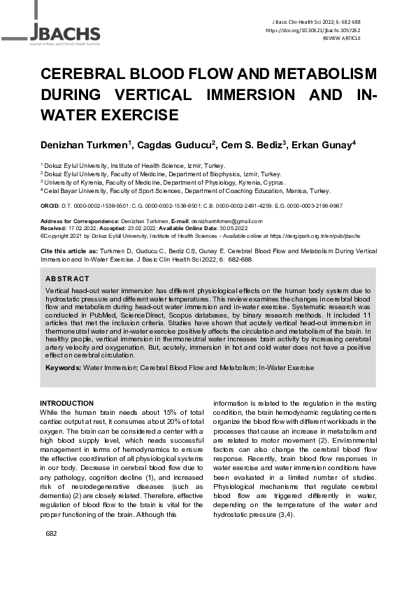 (PDF) CEREBRAL BLOOD FLOW AND METABOLISM DURING VERTICAL IMMERSION AND ...