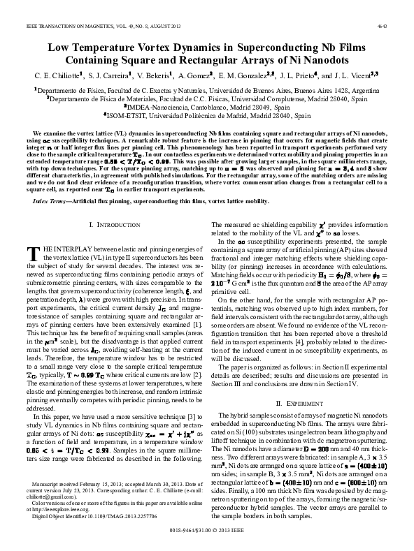 (PDF) Low Temperature Vortex Dynamics in Superconducting Nb Films ...