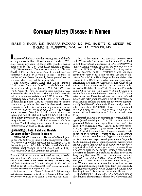 (PDF) Coronary artery disease in women