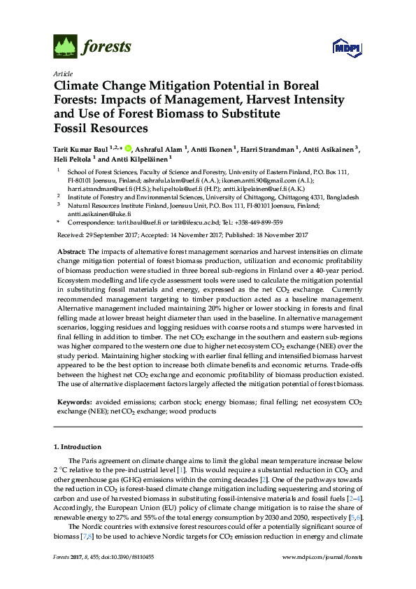 (PDF) Climate Change Mitigation Potential in Boreal Forests: Impacts of ...