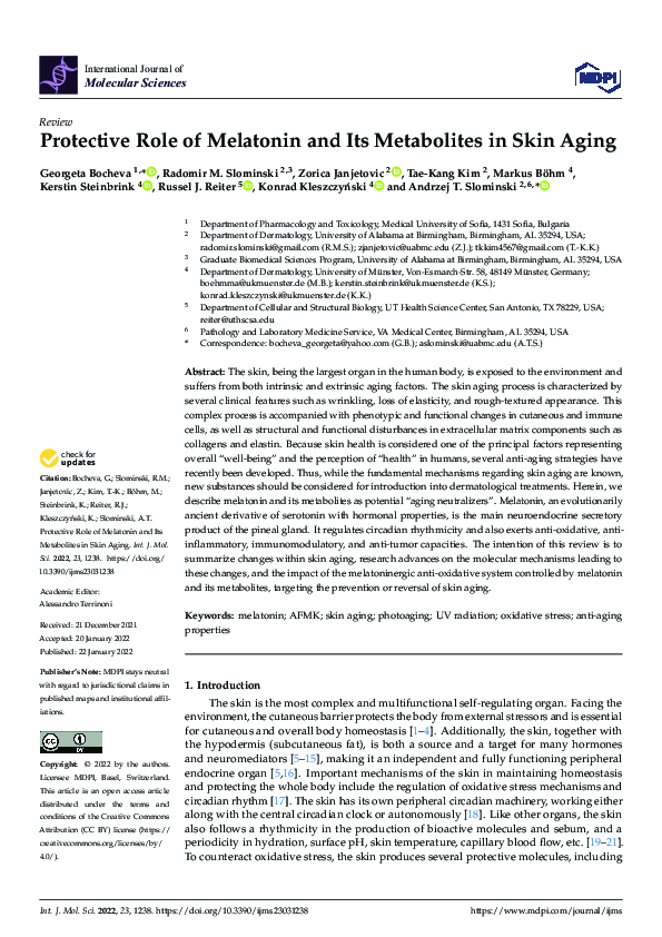 (PDF) Protective Role of Melatonin and Its Metabolites in Skin Aging