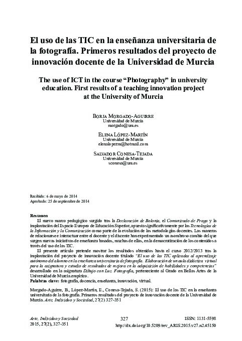 (PDF) El uso de las TIC en la enseñanza universitaria de la fotografía ...