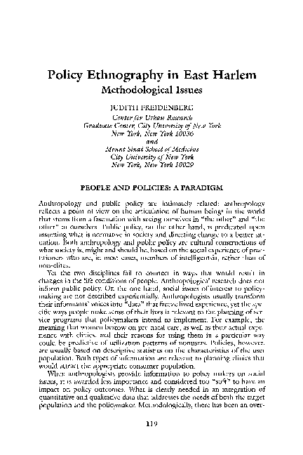 (PDF) Policy Ethnography in East Harlem