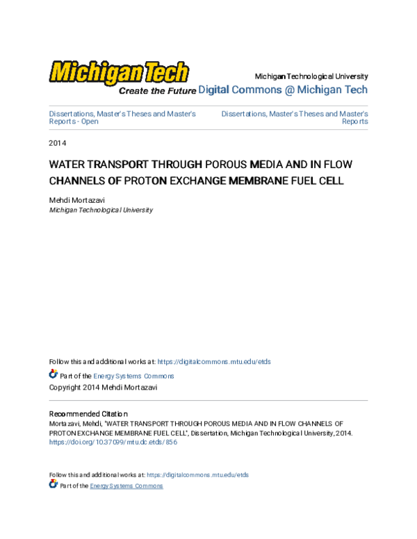 (PDF) Water transport through porous media and in flow channels of ...