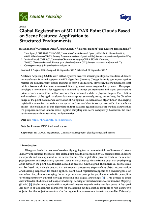 (PDF) Global Registration of 3D LiDAR Point Clouds Based on Scene ...