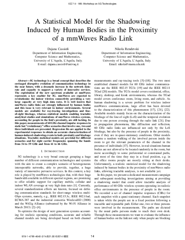 (PDF) A statistical model for the shadowing induced by human bodies in ...