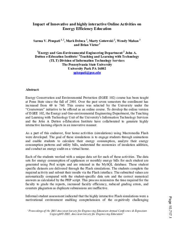 (PDF) Impact Of Innovative And Highly Interactive Online Activities On ...