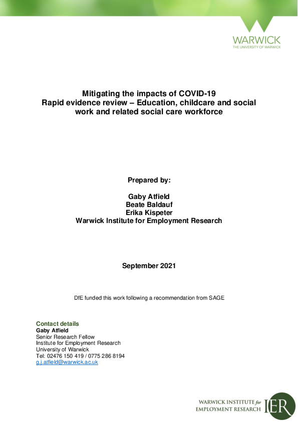 (PDF) Mitigating the impacts of COVID-19 Rapid evidence review ...