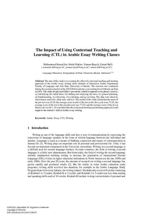 (PDF) The Impact of Using Contextual Teaching and Learning (CTL) in ...