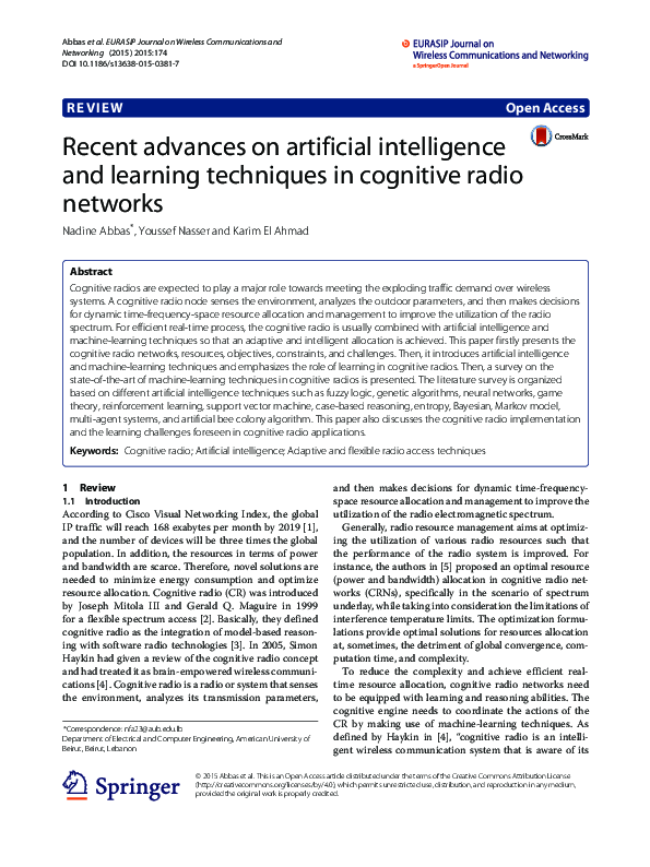 (PDF) Recent advances on artificial intelligence and learning ...