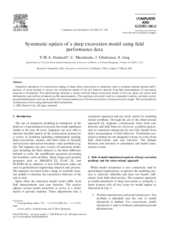  PDF Systematic Update Of A Deep Excavation Model Using Field