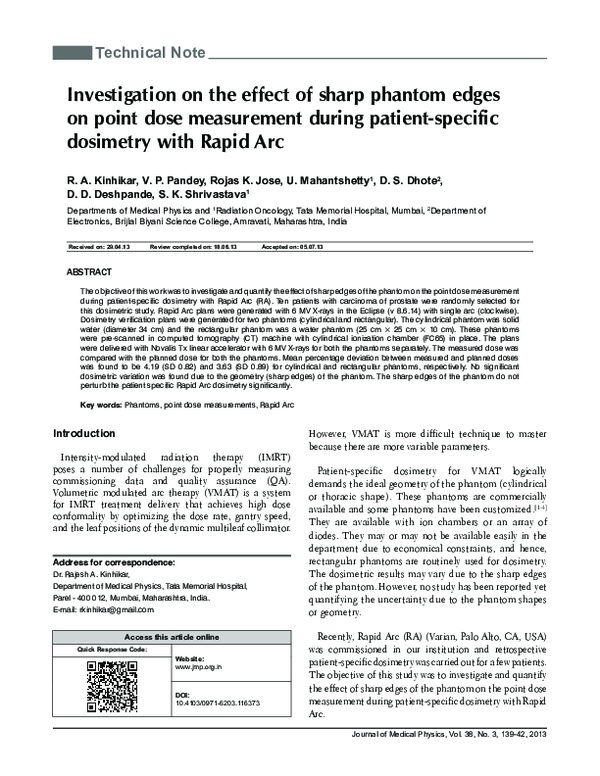 (PDF) Investigation on the effect of sharp phantom edges on point dose ...