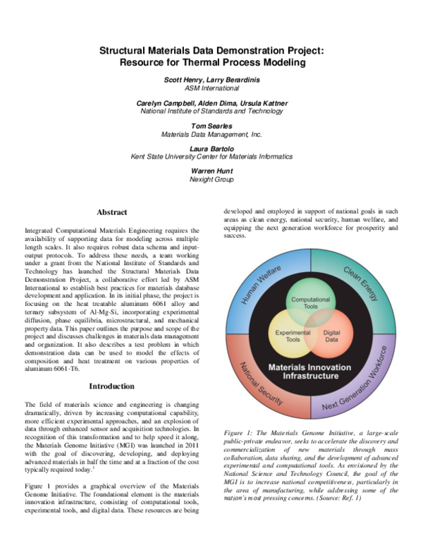 (PDF) Structural Materials Data Demonstration Project Resource for